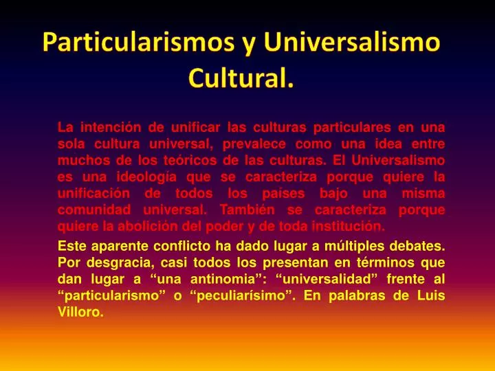 particularismos y universalismo cultural