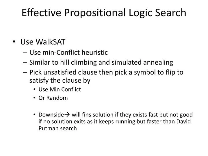 effective propositional logic search