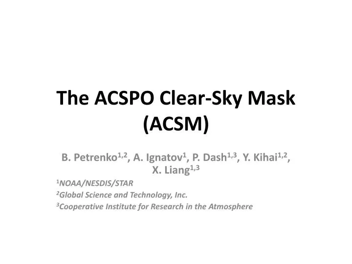 the acspo clear sky mask acsm