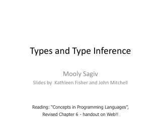 Types and Type Inference