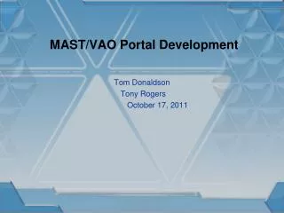 MAST/VAO Portal Development