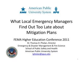 What Local Emergency Managers Find Out Too Late about Mitigation Plans