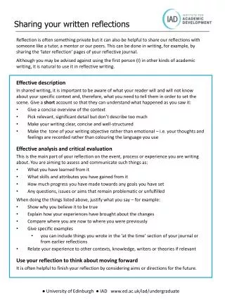 sharing your written reflections