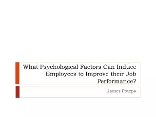 What Psychological Factors Can Induce Employees to Improve their Job Performance?