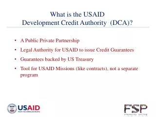 What is the USAID Development Credit Authority (DCA)?