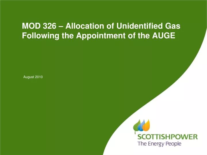 mod 326 allocation of unidentified gas following the appointment of the auge