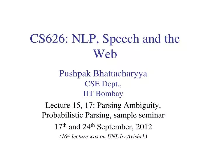 cs626 nlp speech and the web