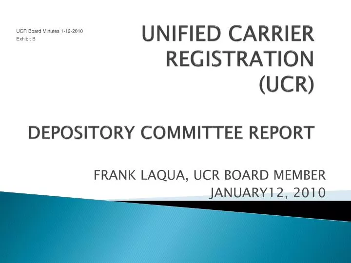 unified carrier registration ucr depository committee report