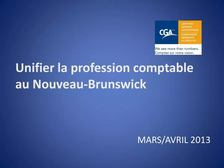 unifier la profession comptable au nouveau brunswick