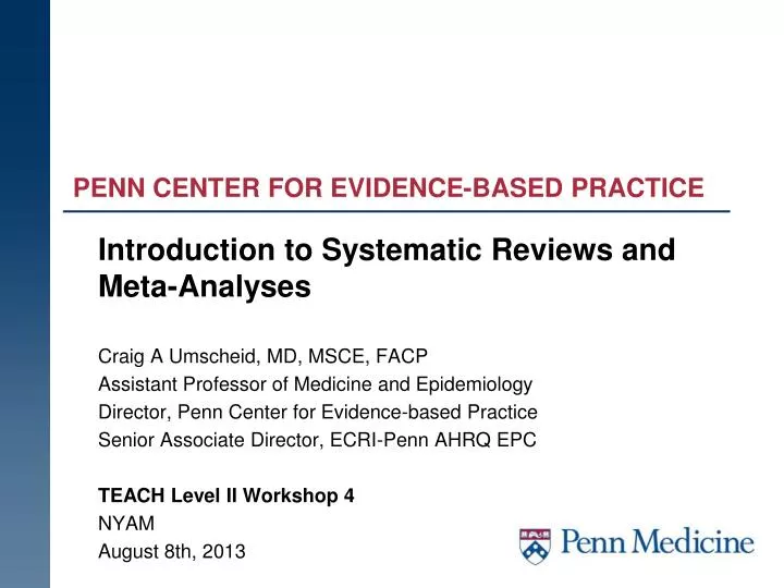 penn center for evidence based practice