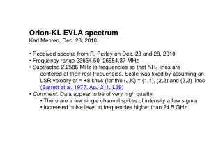 Orion-KL EVLA spectrum Karl Menten, Dec. 28, 2010