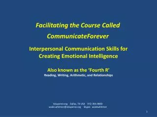 Facilitating the Course Called CommunicateForever