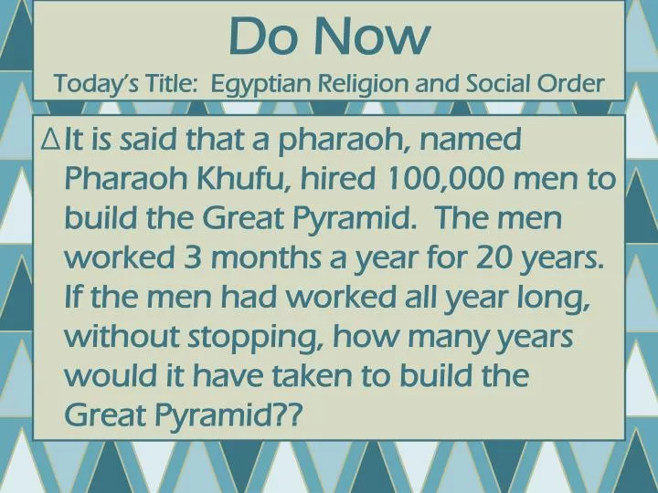 do now today s title egyptian religion and social order