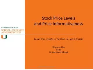 Stock Price Levels and Price Informativeness