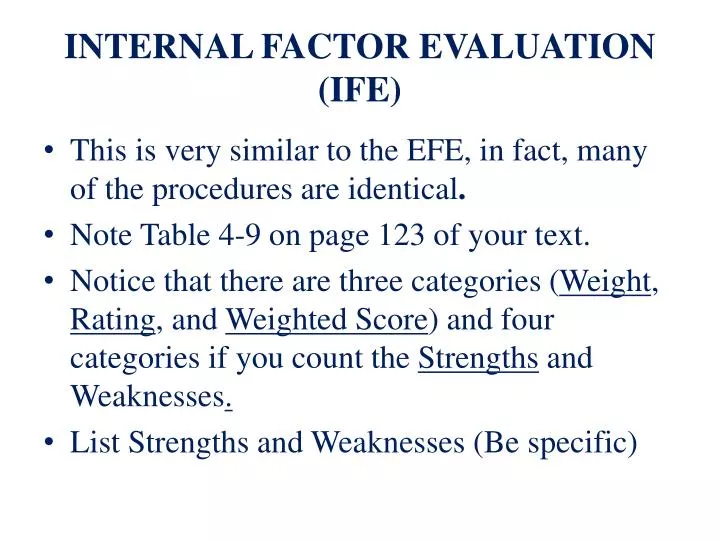 internal factor evaluation ife