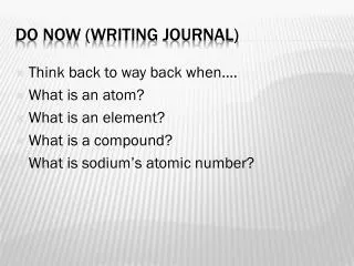 Do Now (Writing Journal)