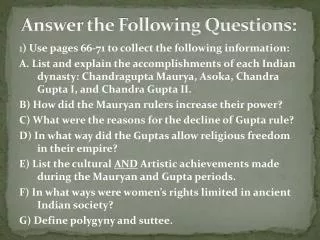 answer the following questions