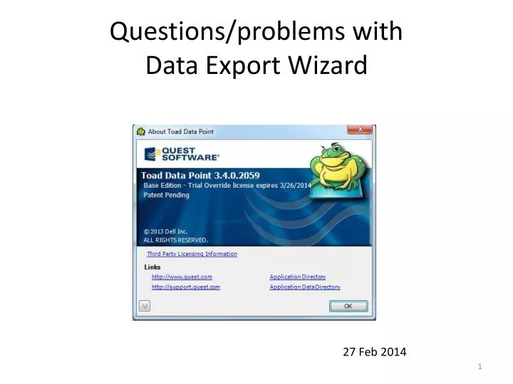 questions problems with data export wizard