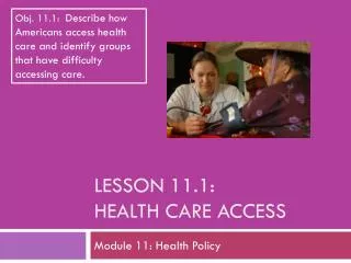 Lesson 11.1: Health Care Access