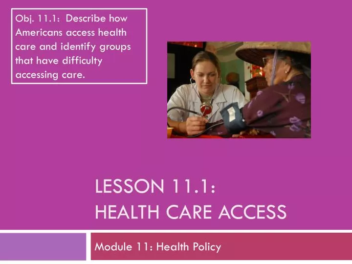 lesson 11 1 health care access