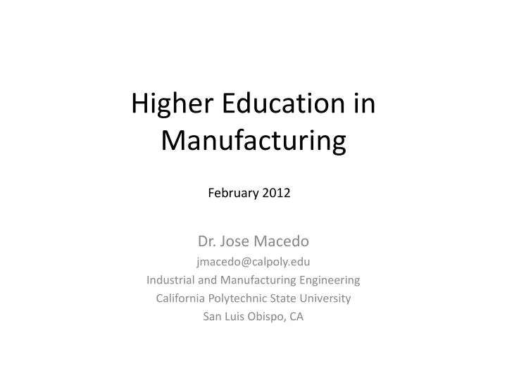 higher education in manufacturing