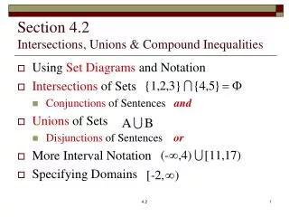 Section 4.2 Intersections, Unions &amp; Compound Inequalities