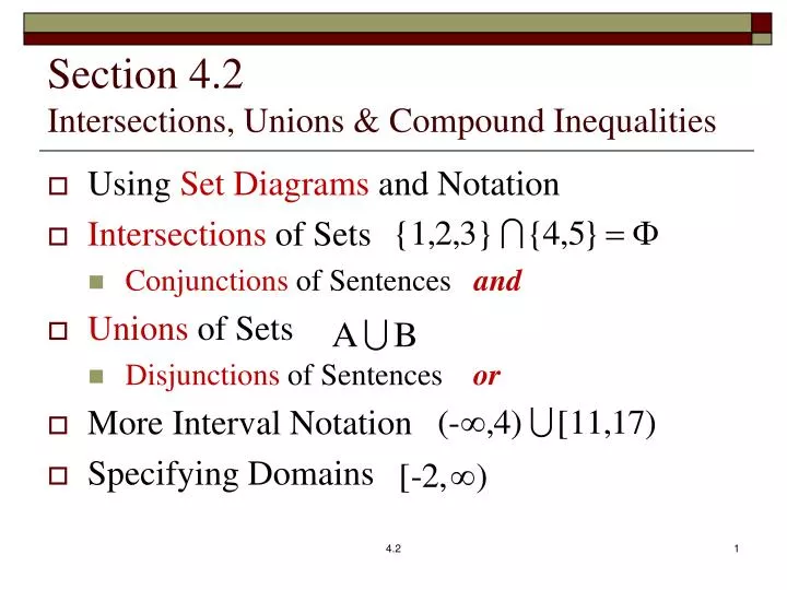 section 4 2 intersections unions compound inequalities
