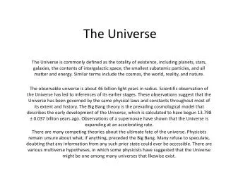 The Universe