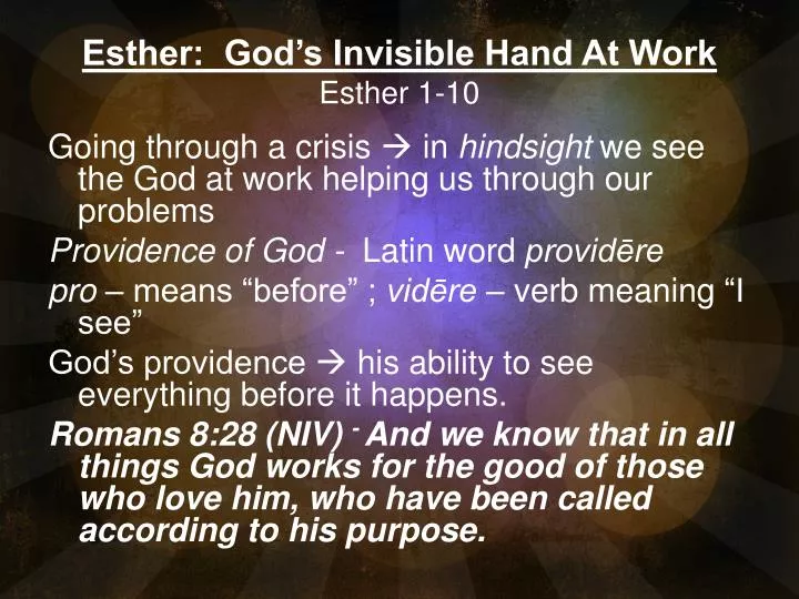 esther god s invisible hand at work esther 1 10