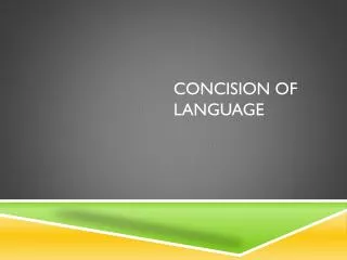 Concision Of language