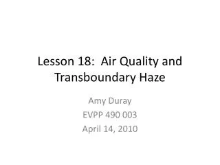 Lesson 18: Air Quality and Transboundary Haze