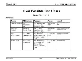 TGai Possible Use Cases