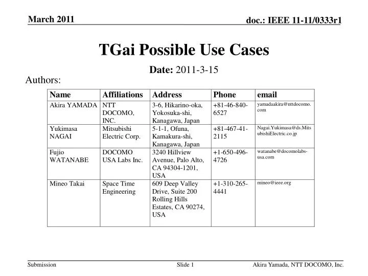 tgai possible use cases