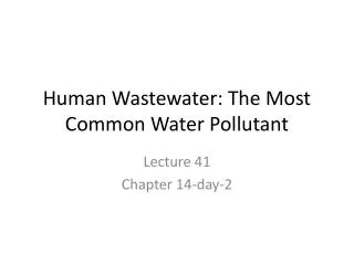 Human Wastewater: The Most Common Water Pollutant