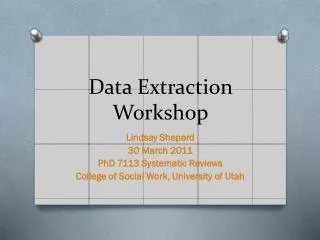 Data Extraction Workshop