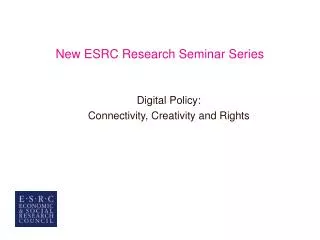 New ESRC Research Seminar Series