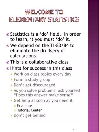 Welcome to Elementary Statistics