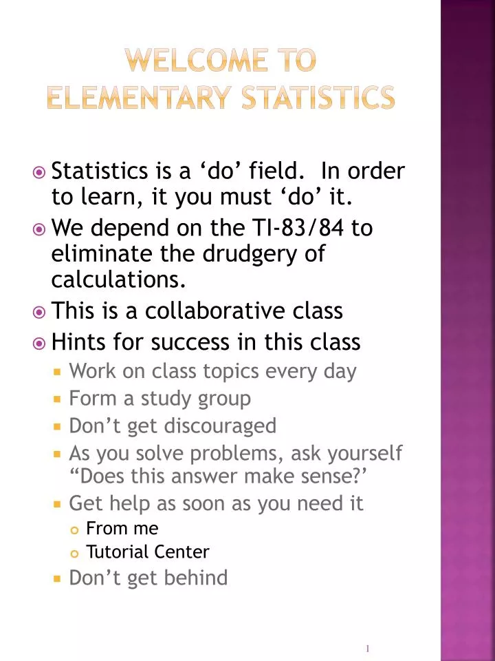 welcome to elementary statistics