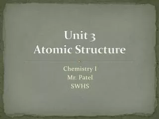 Unit 3 Atomic Structure