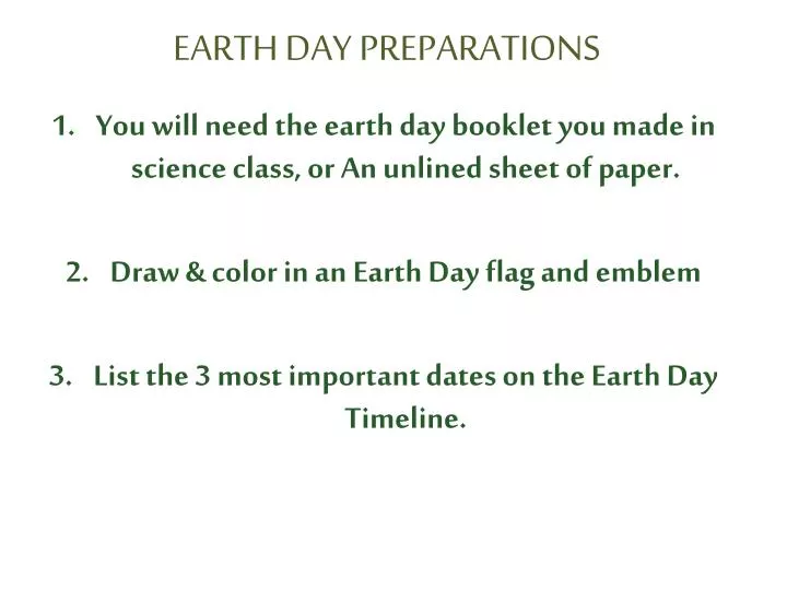 earth day preparations