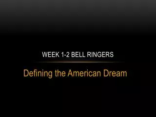 Week 1-2 Bell Ringers