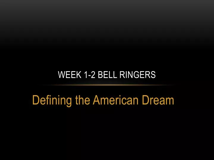 week 1 2 bell ringers