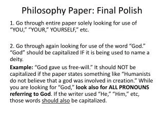 Philosophy Paper: Final Polish