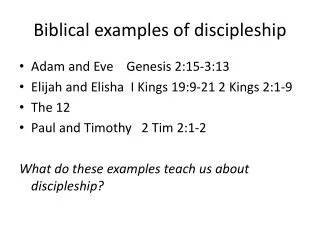 Biblical examples of discipleship