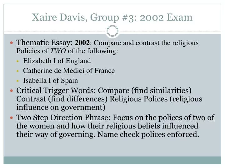 xaire davis group 3 2002 exam