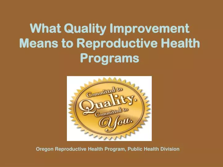 what quality improvement means to reproductive health programs