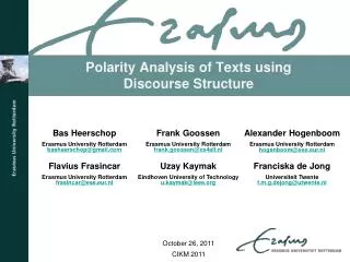 Polarity Analysis of Texts using Discourse Structure