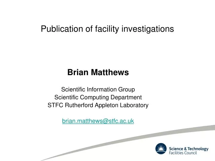 publication of facility investigations