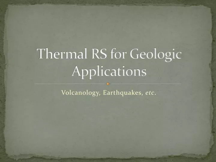 thermal rs for geologic applications