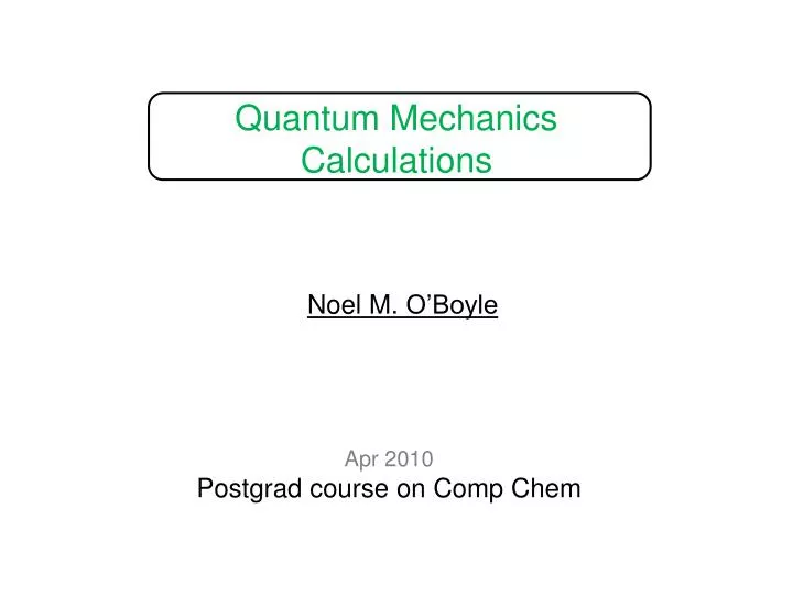 quantum mechanics calculations